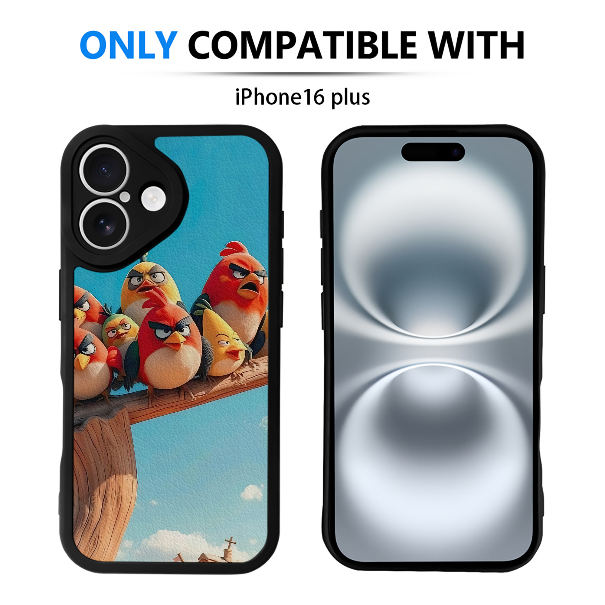 （画像用） Angry Birds アングリーバード 【iPhone 16シリーズ対応】シリコンスマホケース（レザー調） 材質：シリコン